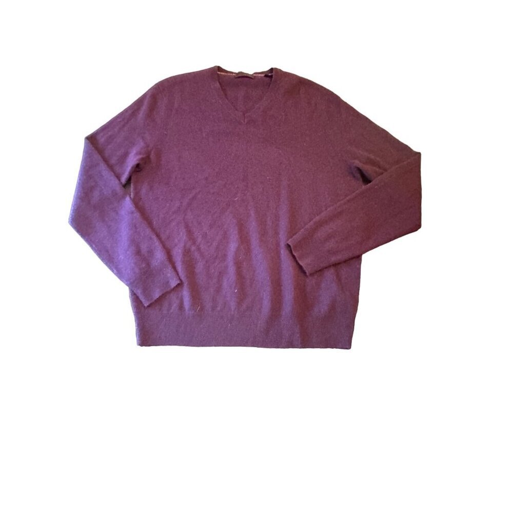 Saks Fifth Avenue Burgundy Mens V Neck Cashmere Sweater Size Medium